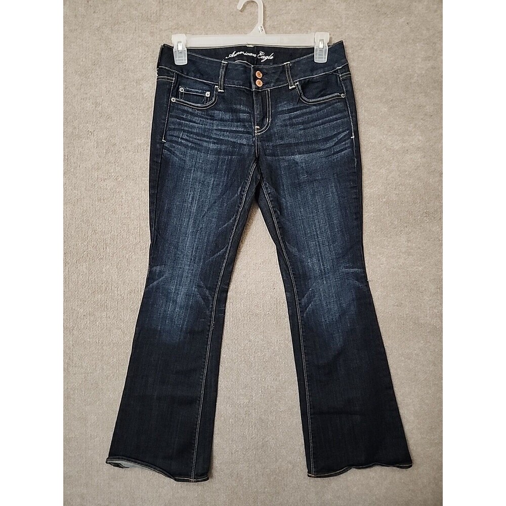American Eagle Artist Jeans Womens 10 Blue Dark Wash Flared Leg Stretch